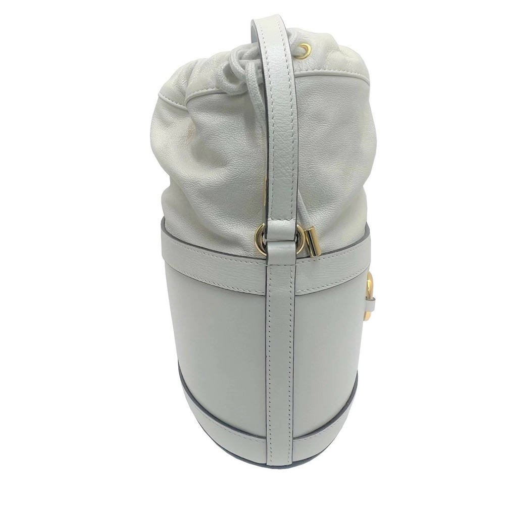 GUCCI Horsebit Bucket Bag Shoulder Leather Drawstring White Ivory White - Picture 3 of 8